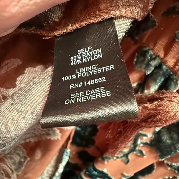 Torrid Velvet Burnout Ruffle Dress, Green/Tan, Size 3 (3X, 22/24) - Picture 9 of 11